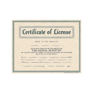 Certificate of License for Minister (Parchment)