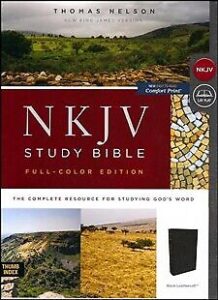 NKJV, Study Bible, Imitation Leather, Black, Indexed