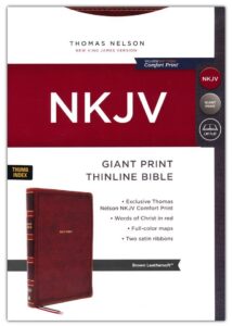 NKJV, Thinline Bible, Imitation Leather, Brown, Giant Print
