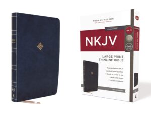 NKJV, Thinline Bible, Leathersoft, Blue, Large Print
