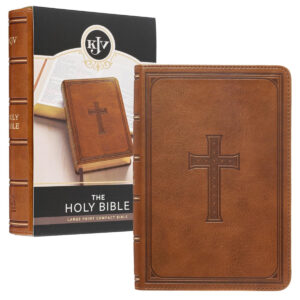 KJV, Compact Holy Bible, Imitation Leather, Saddle Tan w/Cross, Red Letter