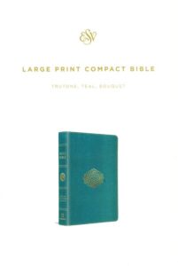 ESV, Compact Bible, Imitation Leather, Teal with Bouquet Design, Large Print