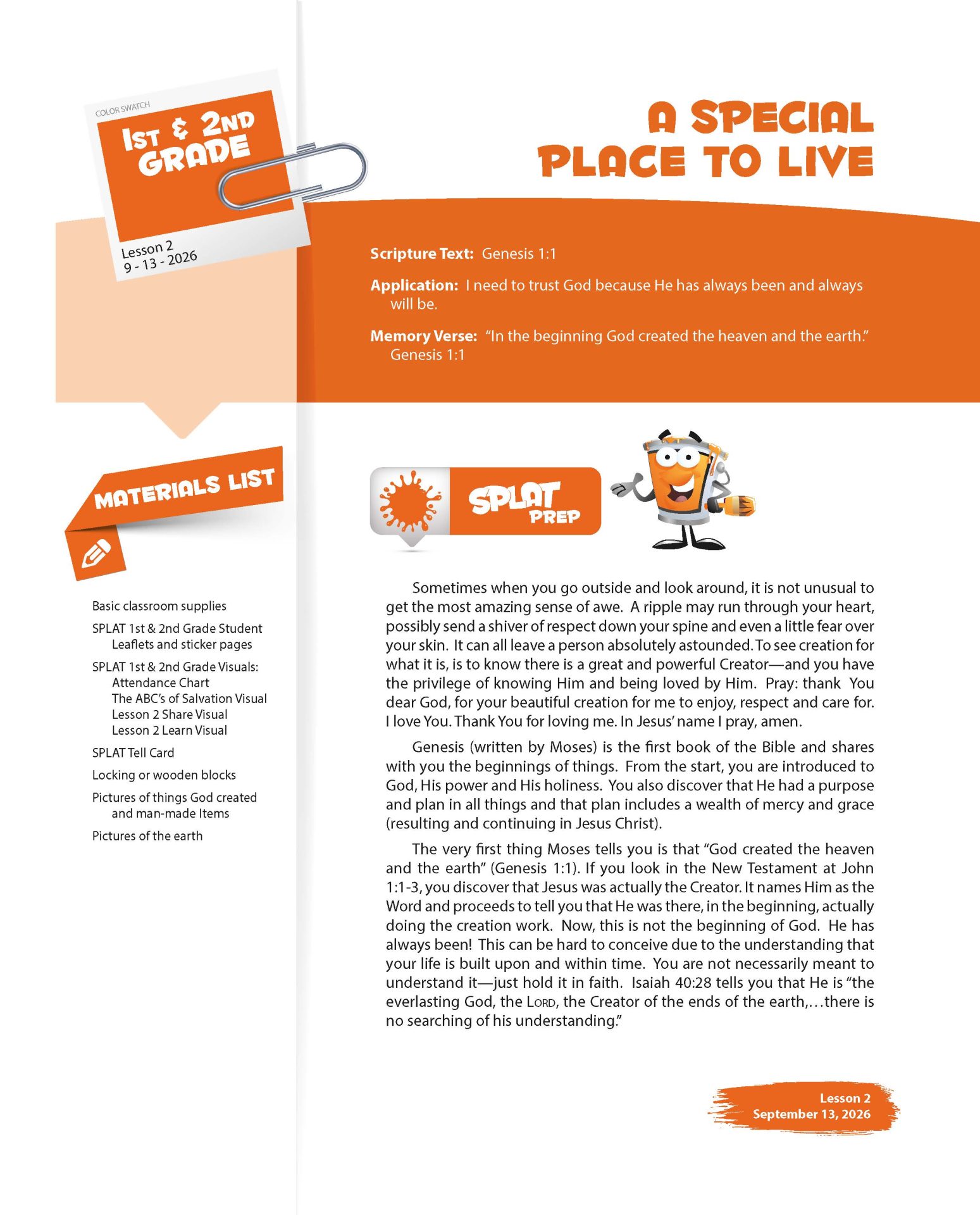 Sunday School, SPLAT, 1st & 2nd Grade Teacher Leaflets, Fall 2026 - Image 4