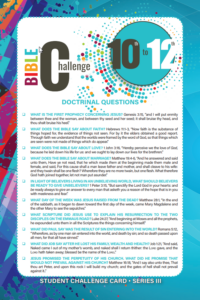 Bible Challenge 10th-12th Grade STUDENT CHALLENGE CARD, Series III