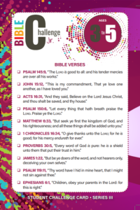 Bible Challenge Jr. STUDENT CHALLENGE CARD, Series III