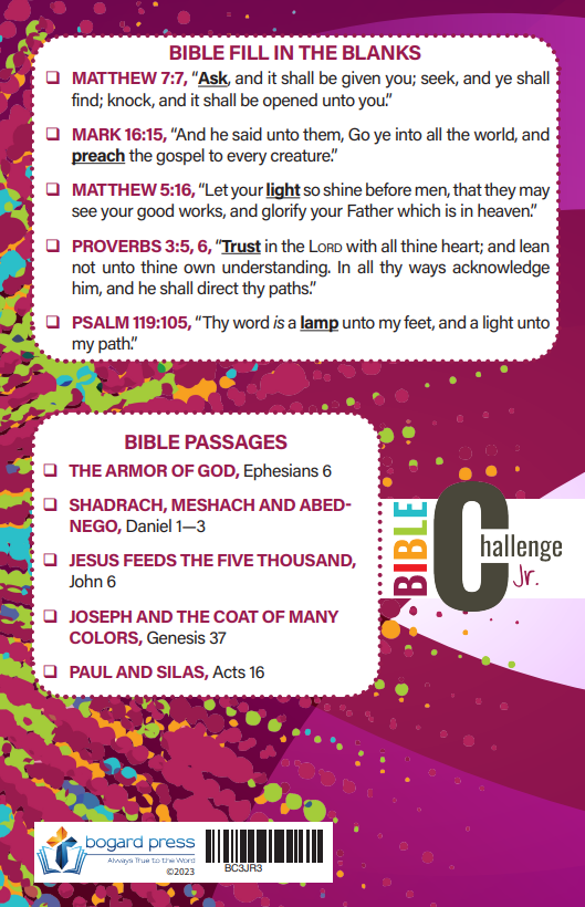 Bible Challenge Jr. STUDENT CHALLENGE CARD, Series III - Image 2