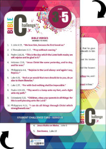 Ages 3 to 5 BIBLE CHALLENGE JR. STUDENT CHALLENGE CARDS,  Series II