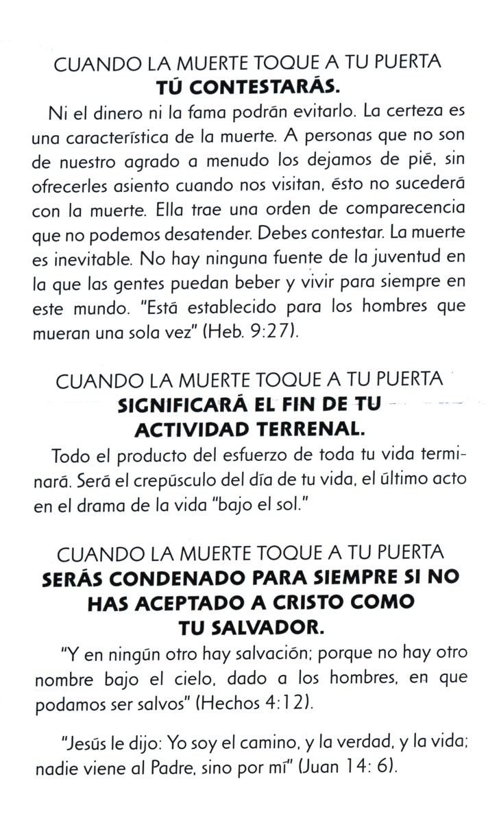 CUANDO LA MUERTE TOQUE TU PUERTA Tract - Image 2